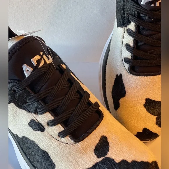 NIB APL WOMENS TECHLOOM PHANTOM BLACK/WHITE ICONIC CALF HAIR SNEAKER SZ 7.5 - Picture 7 of 14